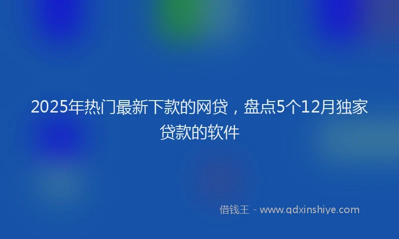 2025年热门最新下款的网贷，盘点5个12月独家贷款的软件