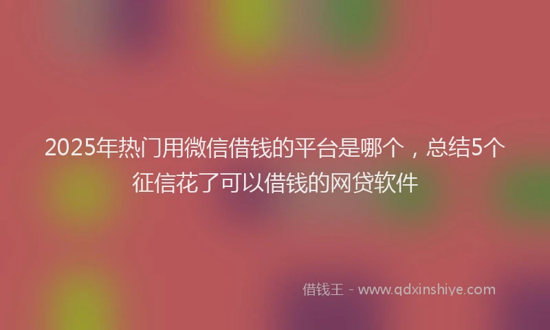 2025年热门用微信借钱的平台是哪个，总结5个征信花了可以借钱的网贷软件