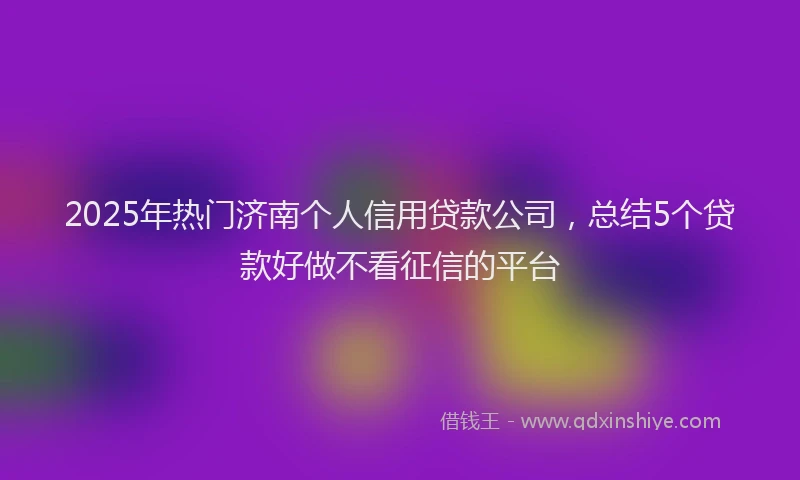 2025年热门济南个人信用贷款公司，总结5个贷款好做不看征信的平台