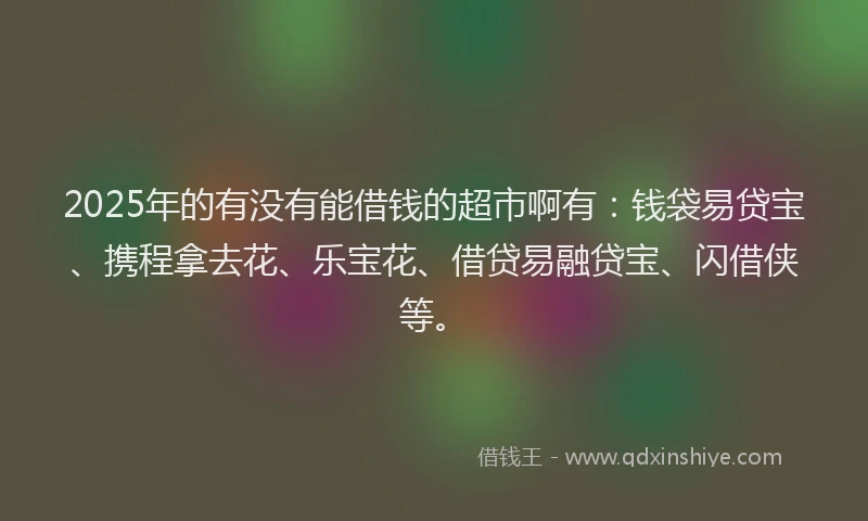 2025年的有没有能借钱的超市啊有：钱袋易贷宝、携程拿去花、乐宝花、借贷易融贷宝、闪借侠等。
