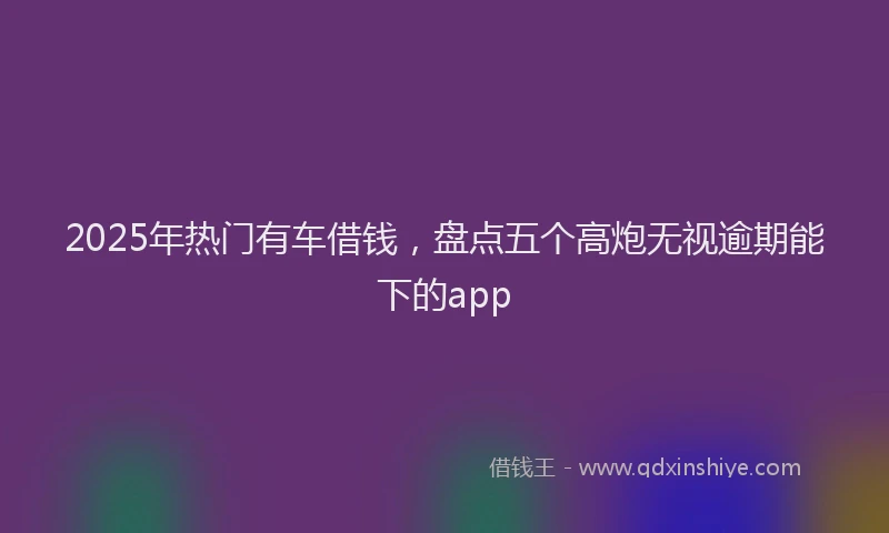 2025年热门有车借钱，盘点五个高炮无视逾期能下的app