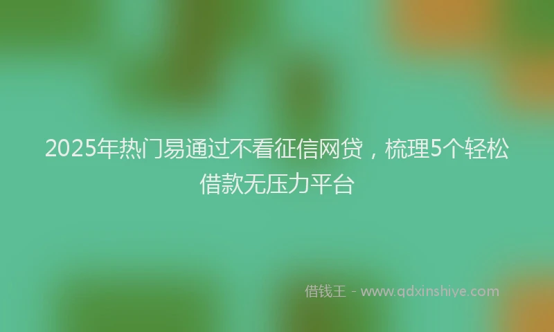 2025年热门易通过不看征信网贷，梳理5个轻松借款无压力平台