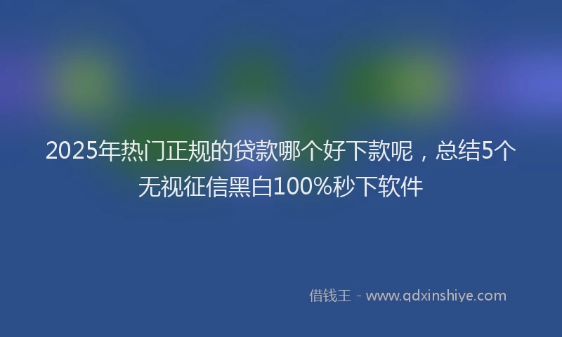 2025年热门正规的贷款哪个好下款呢，总结5个无视征信黑白100%秒下软件