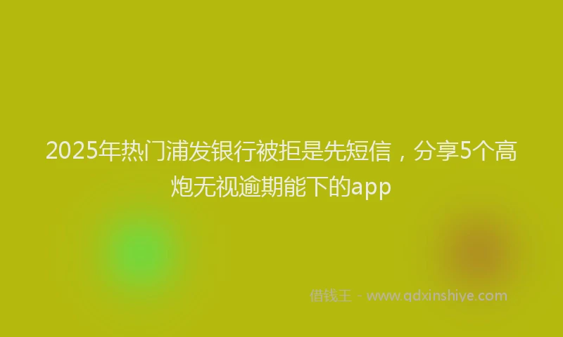2025年热门浦发银行被拒是先短信，分享5个高炮无视逾期能下的app