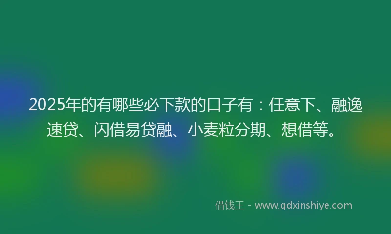 2025年的有哪些必下款的口子有：任意下、融逸速贷、闪借易贷融、小麦粒分期、想借等。