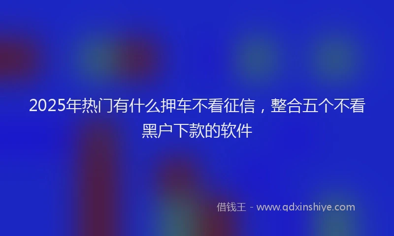 2025年热门有什么押车不看征信，整合五个不看黑户下款的软件
