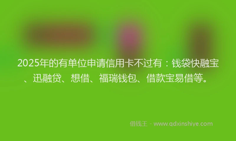 2025年的有单位申请信用卡不过有：钱袋快融宝、迅融贷、想借、福瑞钱包、借款宝易借等。