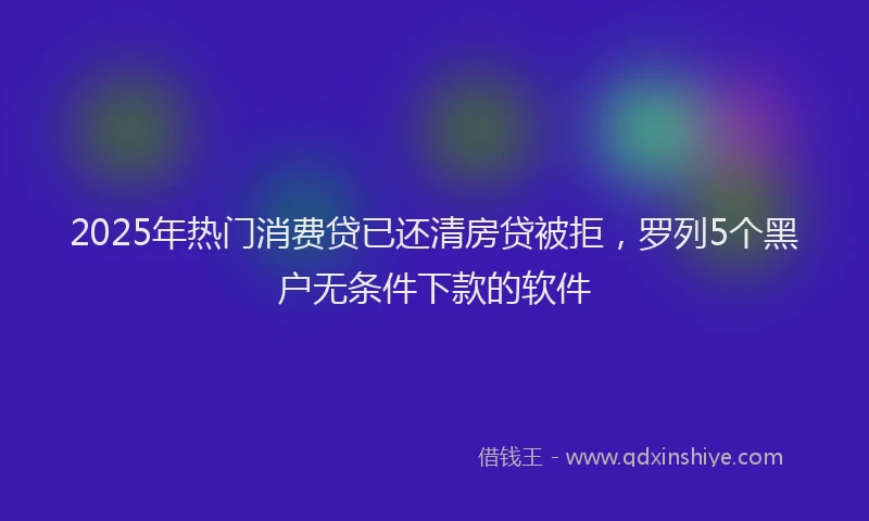 2025年热门消费贷已还清房贷被拒，罗列5个黑户无条件下款的软件