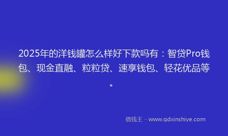 2025年的洋钱罐怎么样好下款吗有：智贷Pro钱包、现金直融、粒粒贷、速享钱包、轻花优品等。