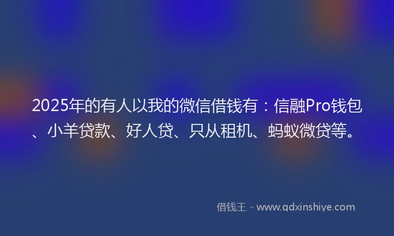 2025年的有人以我的微信借钱有：信融Pro钱包、小羊贷款、好人贷、只从租机、蚂蚁微贷等。