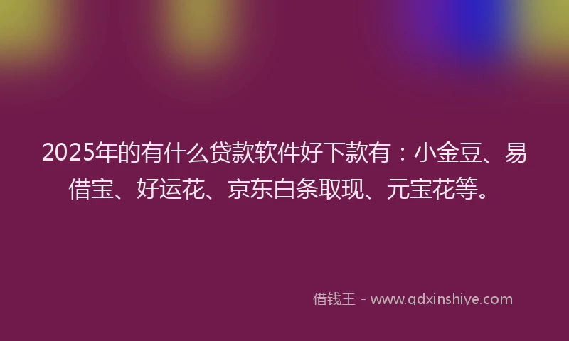 2025年的有什么贷款软件好下款有：小金豆、易借宝、好运花、京东白条取现、元宝花等。