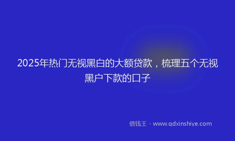 2025年热门无视黑白的大额贷款，梳理五个无视黑户下款的口子