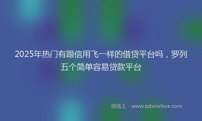 2025年热门有跟信用飞一样的借贷平台吗，罗列五个简单容易贷款平台