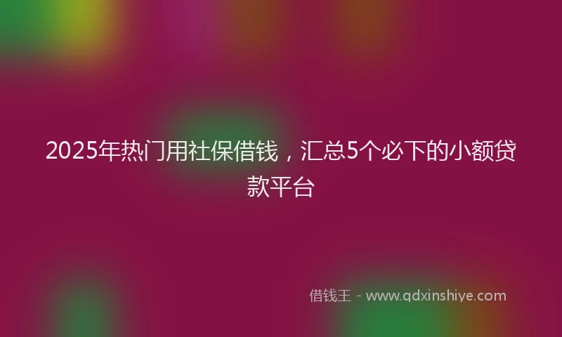2025年热门用社保借钱，汇总5个必下的小额贷款平台