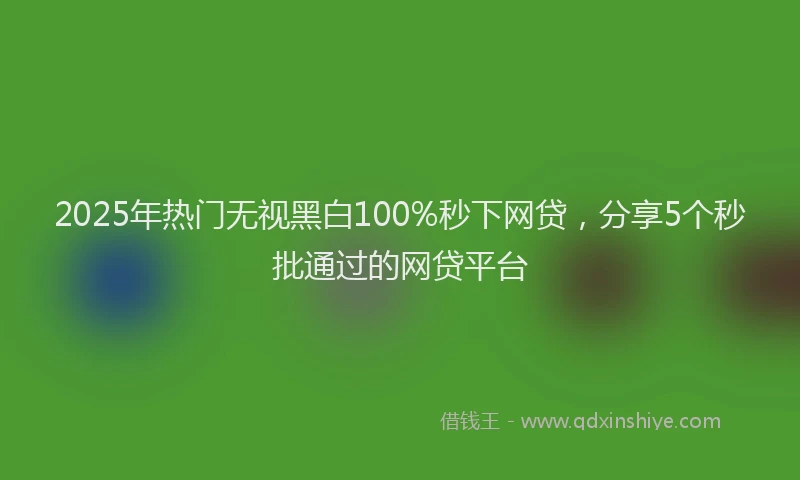 2025年热门无视黑白100%秒下网贷，分享5个秒批通过的网贷平台