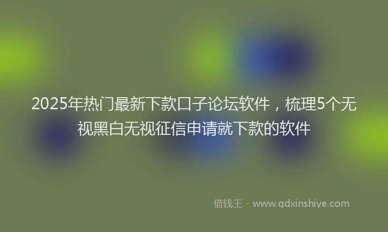 2025年热门最新下款口子论坛软件，梳理5个无视黑白无视征信申请就下款的软件