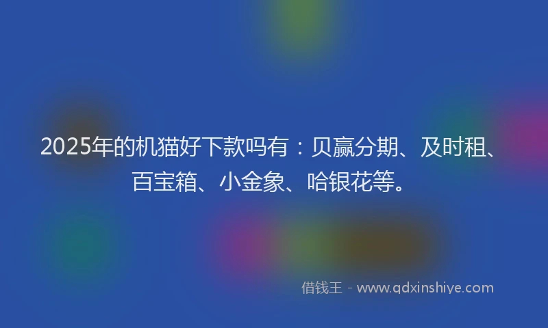 2025年的机猫好下款吗有：贝赢分期、及时租、百宝箱、小金象、哈银花等。