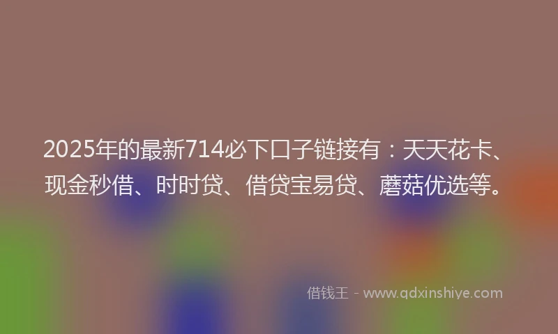 2025年的最新714必下口子链接有：天天花卡、现金秒借、时时贷、借贷宝易贷、蘑菇优选等。