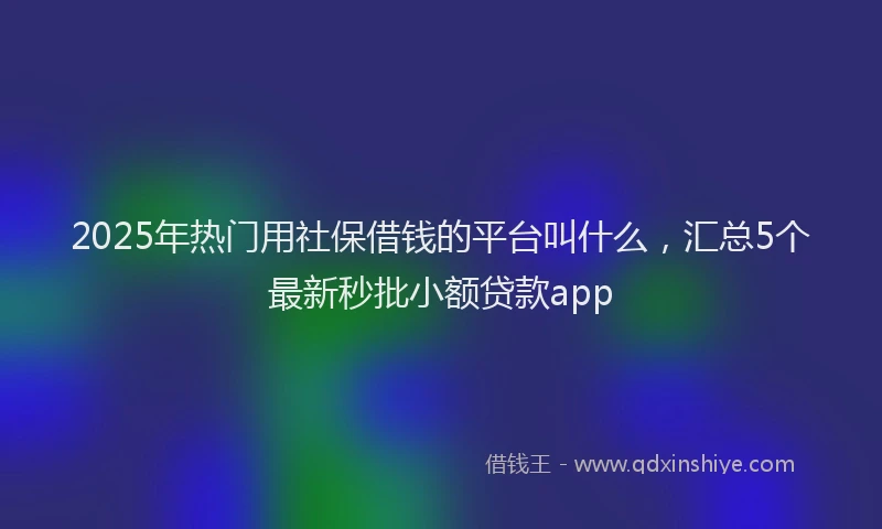 2025年热门用社保借钱的平台叫什么，汇总5个最新秒批小额贷款app
