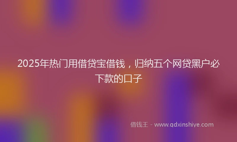 2025年热门用借贷宝借钱，归纳五个网贷黑户必下款的口子