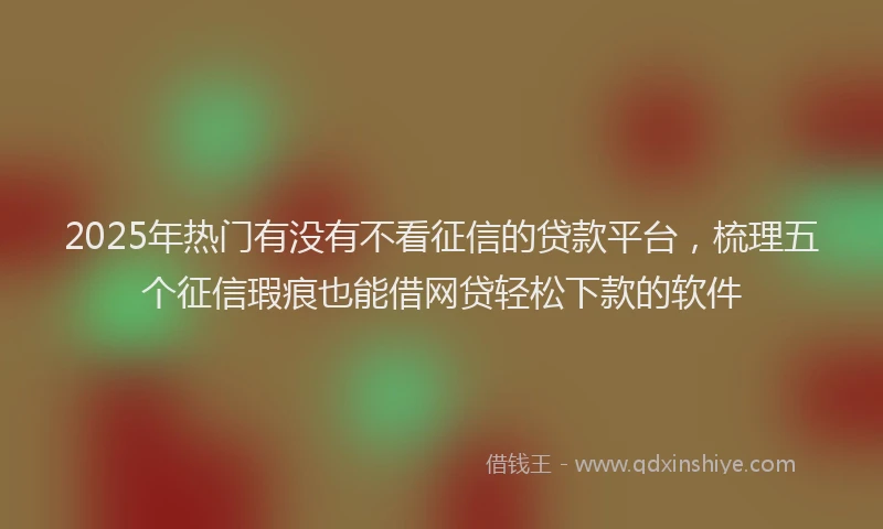 2025年热门有没有不看征信的贷款平台，梳理五个征信瑕疵也能借网贷轻松下款的软件