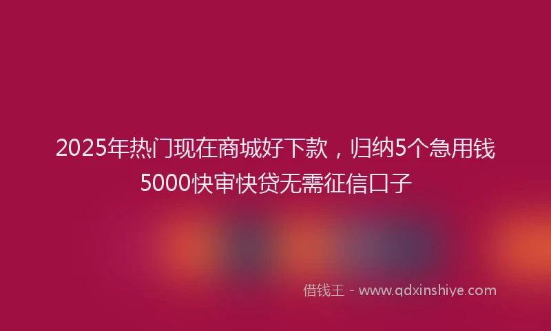 2025年热门现在商城好下款，归纳5个急用钱5000快审快贷无需征信口子
