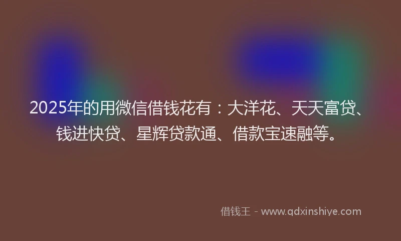 2025年的用微信借钱花有：大洋花、天天富贷、钱进快贷、星辉贷款通、借款宝速融等。