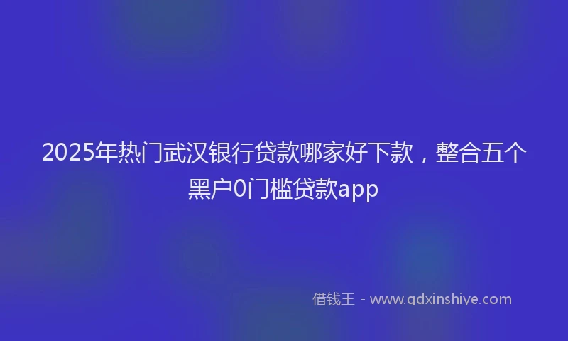 2025年热门武汉银行贷款哪家好下款，整合五个黑户0门槛贷款app