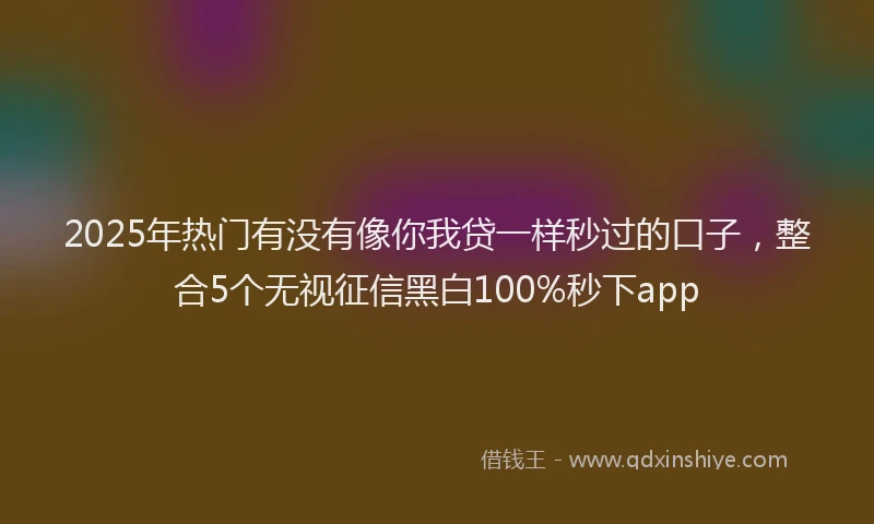 2025年热门有没有像你我贷一样秒过的口子，整合5个无视征信黑白100%秒下app