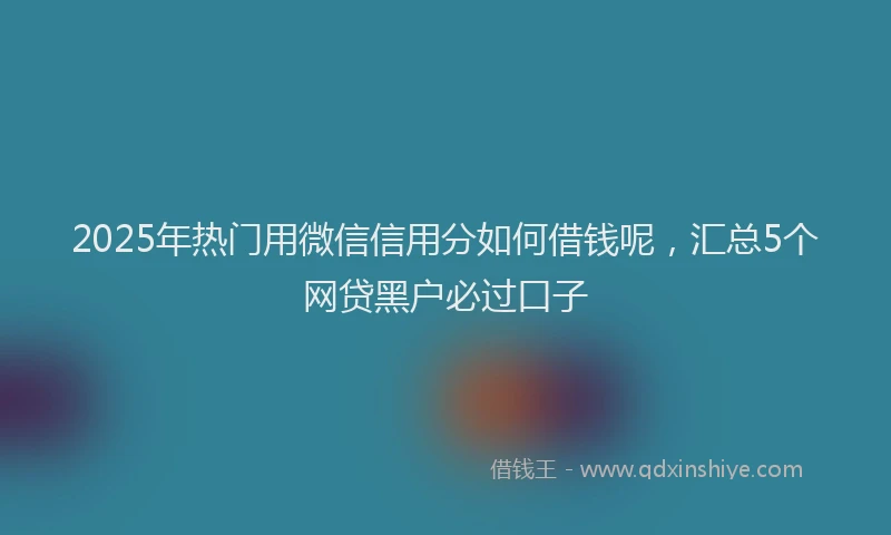 2025年热门用微信信用分如何借钱呢，汇总5个网贷黑户必过口子