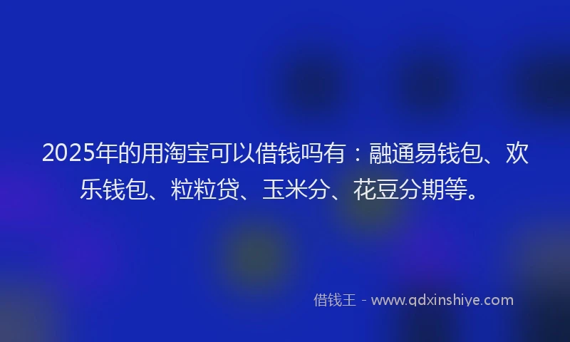 2025年的用淘宝可以借钱吗有：融通易钱包、欢乐钱包、粒粒贷、玉米分、花豆分期等。