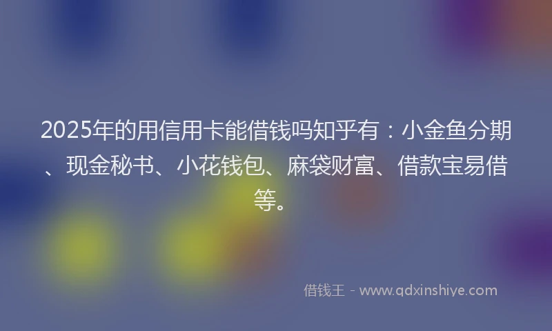 2025年的用信用卡能借钱吗知乎有：小金鱼分期、现金秘书、小花钱包、麻袋财富、借款宝易借等。