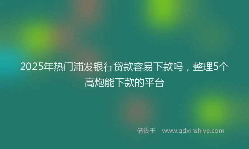 2025年热门浦发银行贷款容易下款吗，整理5个高炮能下款的平台