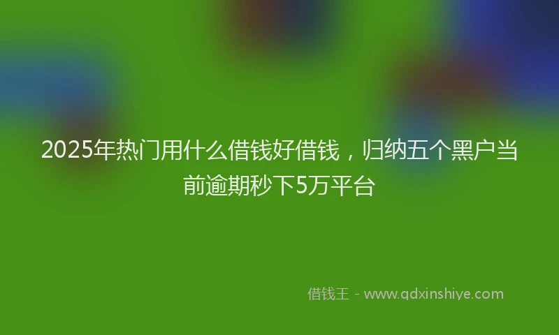 2025年热门用什么借钱好借钱，归纳五个黑户当前逾期秒下5万平台