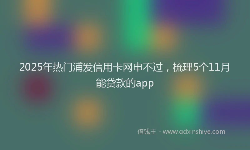 2025年热门浦发信用卡网申不过，梳理5个11月能贷款的app