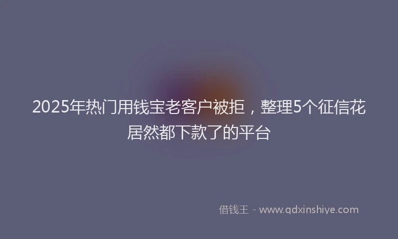 2025年热门用钱宝老客户被拒，整理5个征信花居然都下款了的平台