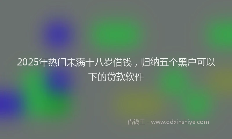 2025年热门未满十八岁借钱，归纳五个黑户可以下的贷款软件
