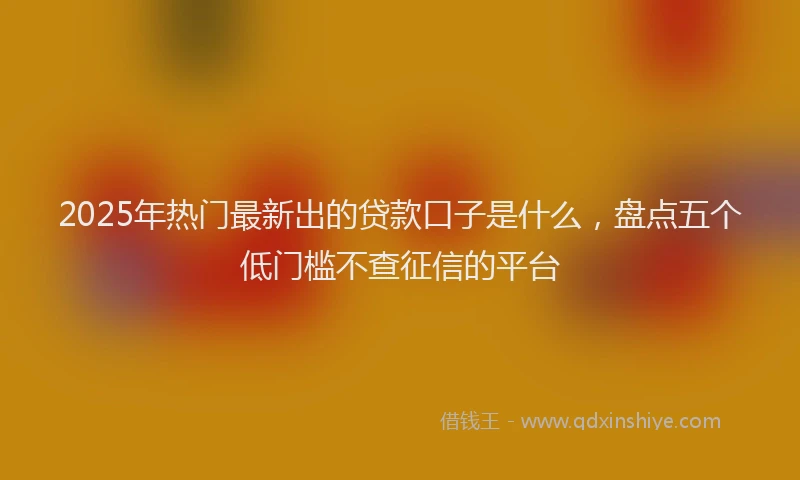 2025年热门最新出的贷款口子是什么，盘点五个低门槛不查征信的平台