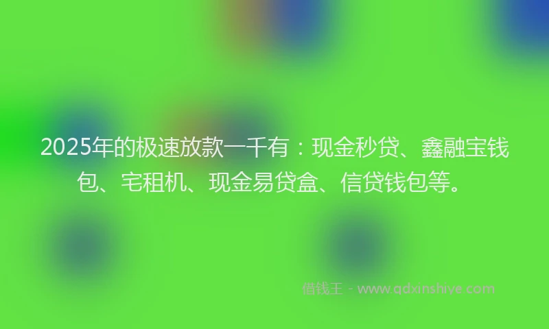 2025年的极速放款一千有：现金秒贷、鑫融宝钱包、宅租机、现金易贷盒、信贷钱包等。