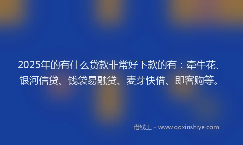 2025年的有什么贷款非常好下款的有：牵牛花、银河信贷、钱袋易融贷、麦芽快借、即客购等。