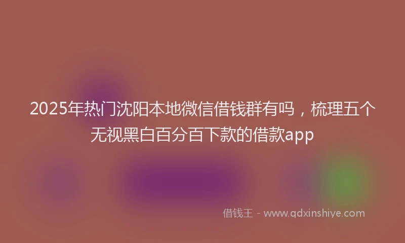 2025年热门沈阳本地微信借钱群有吗，梳理五个无视黑白百分百下款的借款app