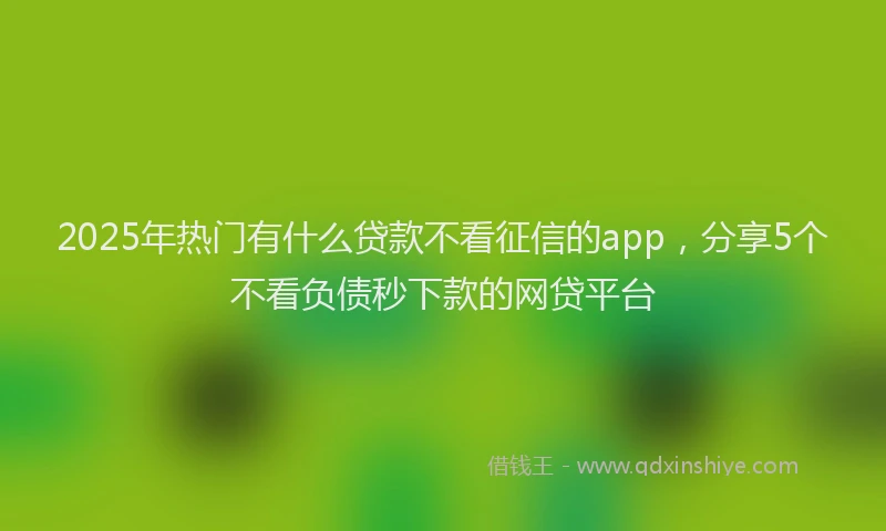 2025年热门有什么贷款不看征信的app，分享5个不看负债秒下款的网贷平台