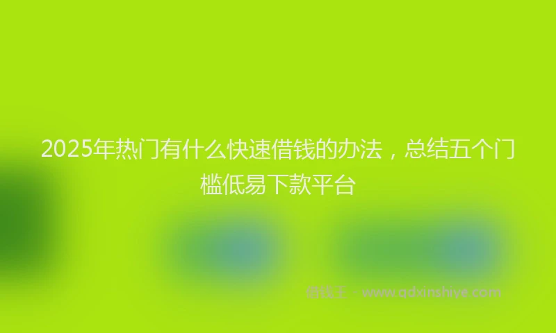 2025年热门有什么快速借钱的办法，总结五个门槛低易下款平台