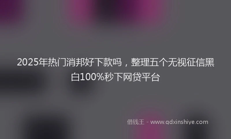 2025年热门消邦好下款吗，整理五个无视征信黑白100%秒下网贷平台