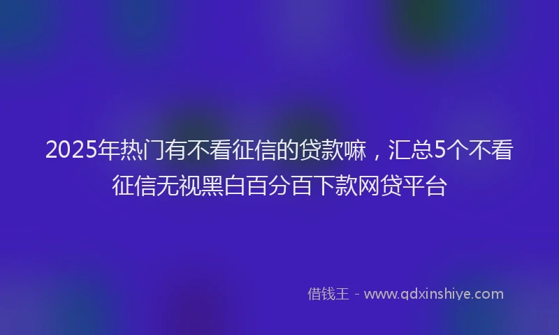 2025年热门有不看征信的贷款嘛，汇总5个不看征信无视黑白百分百下款网贷平台