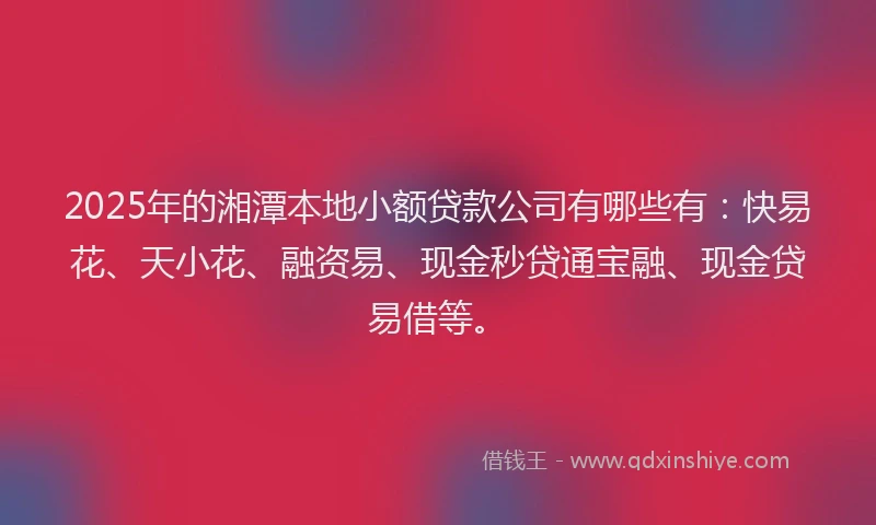 2025年的湘潭本地小额贷款公司有哪些有：快易花、天小花、融资易、现金秒贷通宝融、现金贷易借等。