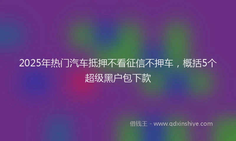 2025年热门汽车抵押不看征信不押车，概括5个超级黑户包下款