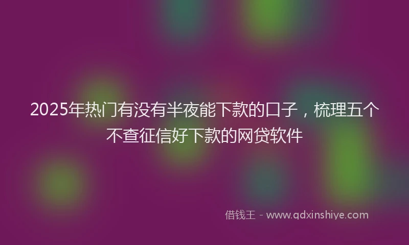 2025年热门有没有半夜能下款的口子，梳理五个不查征信好下款的网贷软件