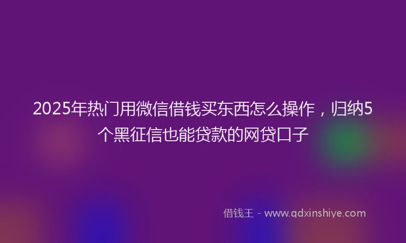 2025年热门用微信借钱买东西怎么操作，归纳5个黑征信也能贷款的网贷口子