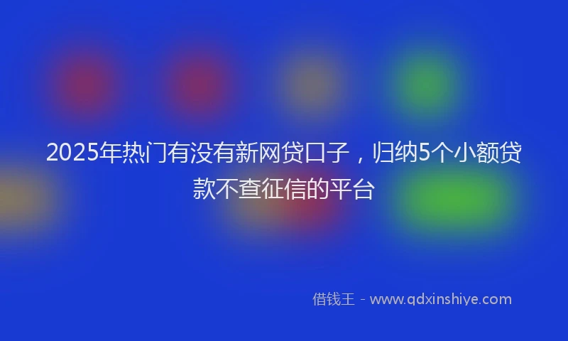 2025年热门有没有新网贷口子，归纳5个小额贷款不查征信的平台